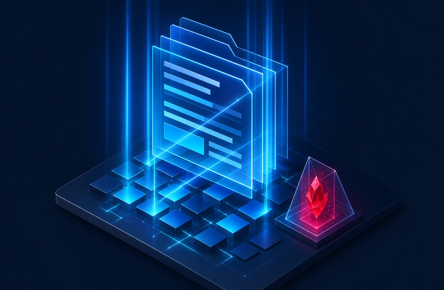Eigenständige 3D-Illustration eines Dateiscans
